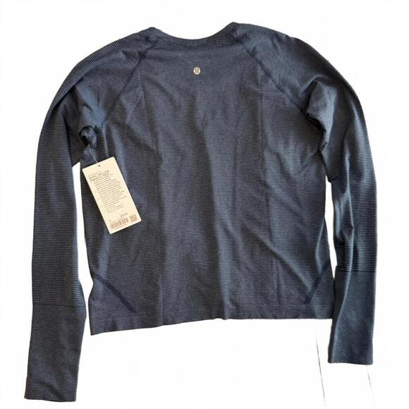 NWT Lululemon Swiftly Tech Long-Sleeve Shirt 2.0 Sz 12 Stripe Club Blue/White - Picture 4 of 9